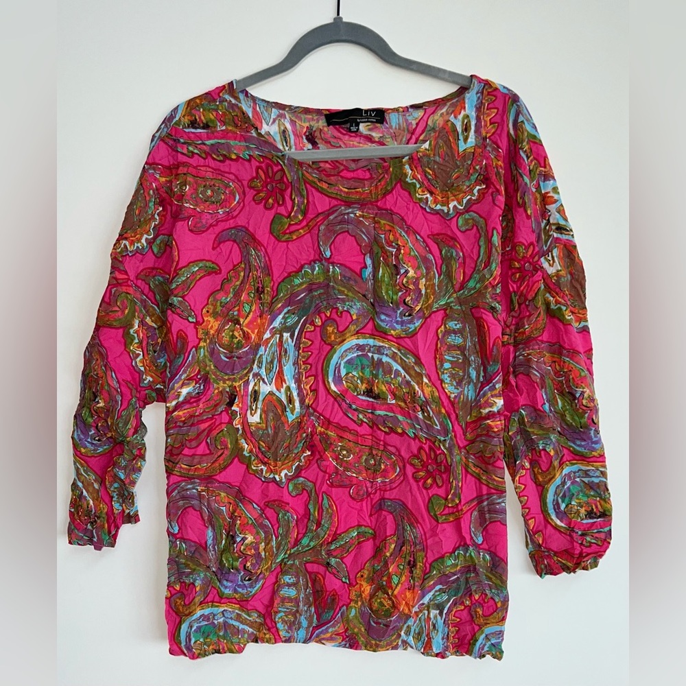 Pink Paisley Blouse Large